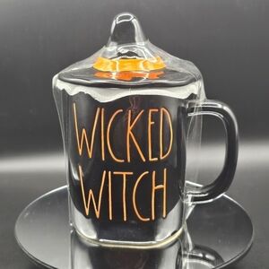 Rae Dunn Wicked Witch Mug Black Halloween with Witch Hat Topper